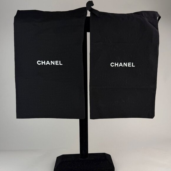 Chanel Black Dust Bags 12.5"x7.5" Pair | Authentic 2020s Logo Cotton Storage - Picture 6 of 7